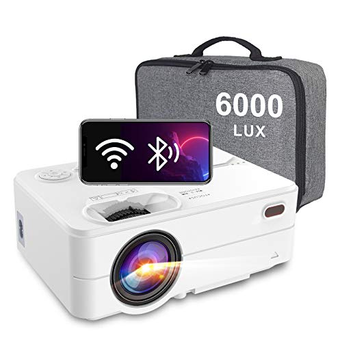 Mini Proyector WiFi Bluetooth 6000 Lúmenes, Artlii Enjoy2 Mini Proyector Portátil Móvil 720P Nativo, 300" Proyector Cine en Casa para Smartphone/Android/iPhone