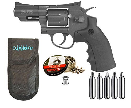 Outletdelocio. Revolver Perdigón Gamo PR-725 + Funda portabombonas + balines + bombonas co2. 29318/23054/38203