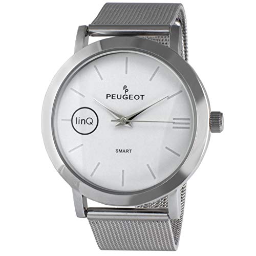 Peugeot LinQ Bluetooth Hybrid Analog Smartwatch Compatible with iOS and Android Phones Minimalist Design with Steel Mesh Band.