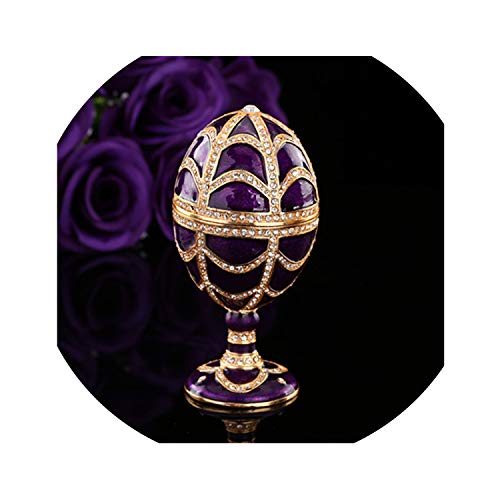 Elegante Caja de Regalo con Forma de Huevo de Fabergé, Color Morado, para joyería, Color, Size