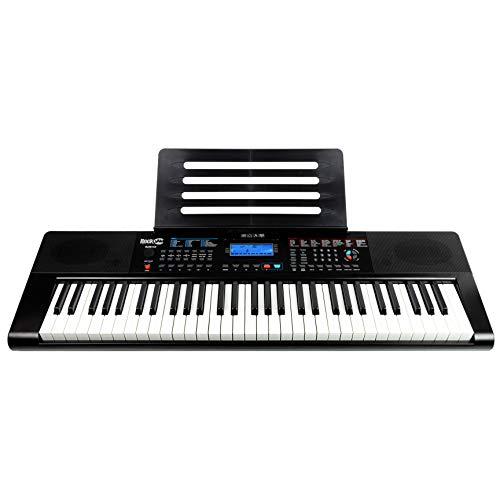 RockJam RJ461AX Teclado de piano digital portátil Alexa de 61 teclas con soporte de música, fuente de alimentación, aplicación para piano Simply y teclas de notas, con Alexa integrada