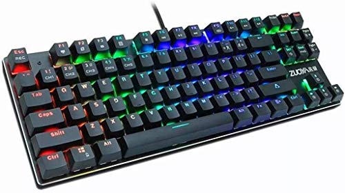 Zjcpow Profesionales de Deportes electrónicos mecánica Teclado - Gaming mecánica USB Teclado/Teclado con Cable híbrido con retroiluminación 87, Interruptor de Efecto Fantasma-Anti-Tricolor xuwuhz