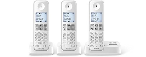 Philips D2353W - Teléfono (DECT, 100-240, 50 y 60, AAA, Polifónico), Color Blanco (Importado)