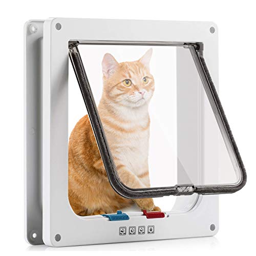 Pujuas - Puerta para gatos y perros con cierre magnético de 4 vías, para gatos y perros pequeños, puerta para gatos con túnel