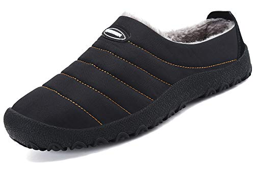 Zapatillas de Estar por Casa Mujer Hombre, Invierno Zapatos de Casa con Forro de Piel - Cálidas y Cómodas - con Suela Antideslizante para Exterior e Interior,Negro 38