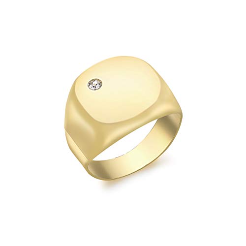 Carissima Gold Anillo Tipo Sello Cuadrado para Mujer de Oro Amarillo 9K (375) con Circonita - Talla 15.5