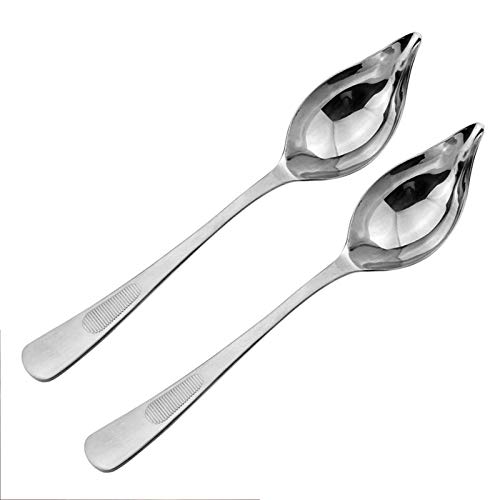 Cuchara para Hornear Saucier de 2 Piezas, cucharas de Mango Largo de Acero Inoxidable, Juego de cucharas Decorativas de Dibujo para Platos, Pasteles, postres