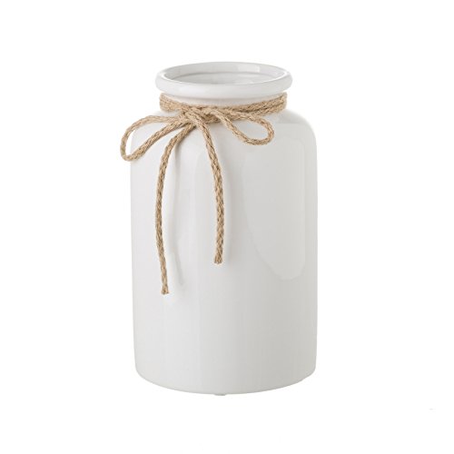 Dcasa - Jarrón de cerámica Blanco de diseño rústico para decoración