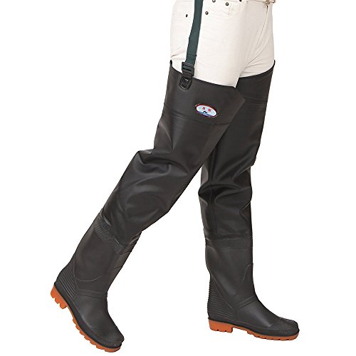 Mufly Pantalones de Pesca, Impermeable Profesionales Wader Cuissardes PVC Gruesa Impermeable y Control de tracción Botas de Pesca (EU 42=UK 8)