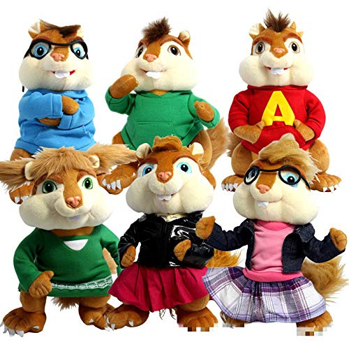 N\A 25cm 6pcs / Lot Nuevo Alvin Y Las Ardillas Alvin Theodore Simon Brittany Jeanette Eleanor Peluche De Peluche 25cm 6 Piezas