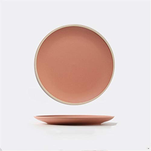 HFLK Creativo Piatto da cucina occidentale Piatto per la casa in Ceramica Piatto da colazione per la colazione da tavola in Polvere Arancione Dolce (10 pollici invia 2 Set di coltello e forchetta)