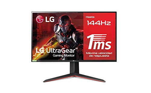 LG 27GN850-B - Monitor Gaming LG UltraGear (Panel IPS: 1920 x1080p, 16:9, 400 cd/m², 1000:1, 144Hz, 1 ms); DP x 1, HDMI x 2, USB-A x 3; G-Sync Compatible, regulable en altura e inclinacion y pivotable