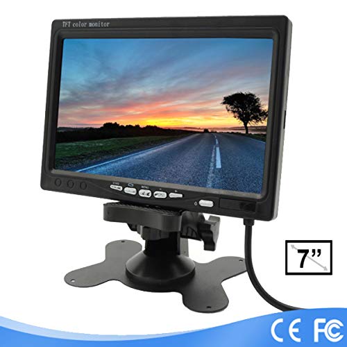 Lychee Cámara de Coche 7 Pulgadas TFT LCD Monitor,Cámara de Marcha Atrás y Kit de Monitorización, Cámara de Aparcamiento,Espejo Retrovisor,Cámara de Reversa (7 Pulgadas)