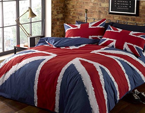 Rock`N Roll Funky Union Jack británica UK Azul Rojo Blanco Ropa de Cama King Size Edredón Cubrir Conjunto de Cama, Azul