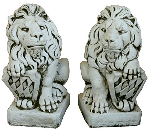 DEGARDEN Pareja de Leones de hormigón-Piedra para jardín o Exterior 17X22X41cm.