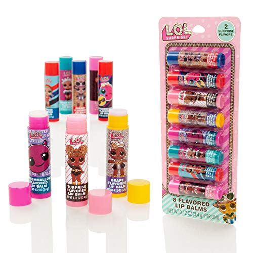 MGA Entertainment LOL Surprise - Paquete de 8 Barras de bálsamo Labial con Sabor - Set de Brillo de Labios para niñas