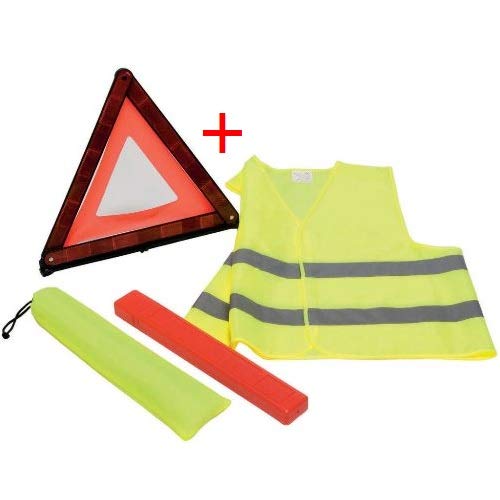 para Opel Artículos para Coche Kit de Carretera triángulo de Emergencia + Chaleco Fluorescente + Funda incluida Accesorio para vehículos Kit SOS homologados