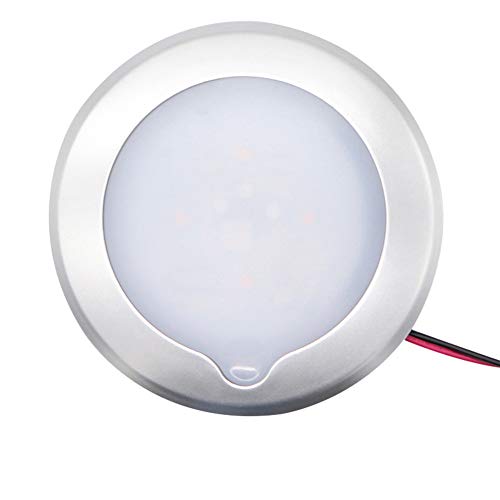 Gloaso 12v 24v CC RV Bote Luces de Techo de Panel LED Regulable de 15 cm con botón táctil Blanco cálido 3000K 4.5W 1600 LM Remolque Lámparas Interiores Reemplazo IP67 Montaje en Superficie