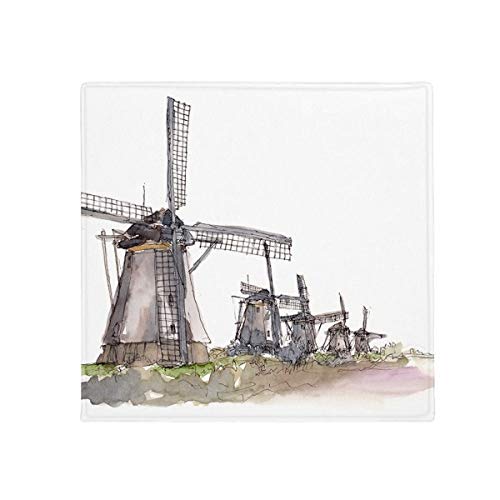 DIYthinker Molino de Viento en Holanda Antideslizante Estera del Piso de la Plaza de Mascotas Baño Sala Cocina Puerta 60 / 50Cm Regalo 60X60Cm