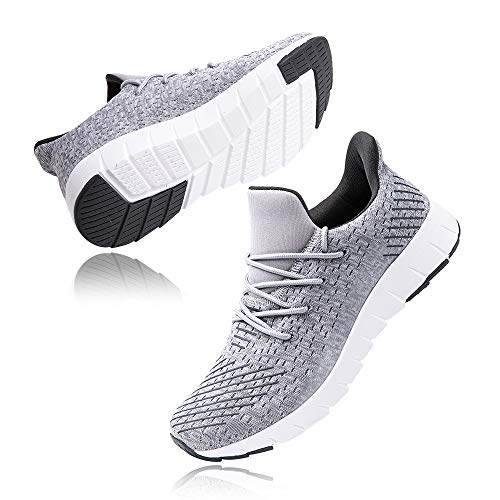 Zapatillas Running Hombre Bambas Zapatos para Correr y Asfalto Aire Libre y Deportes Calzado Casual Tenis Outdoor Gimnasio Sneakers Negro Gris Azul Número 38-48 EU Gris 43