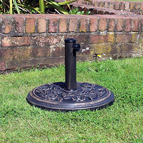 Kingfisher Cast Iron Effect Parasol sombrilla 9 kg, Base Redonda, Efecto Hierro Fundido, 45x45x32.5 cm