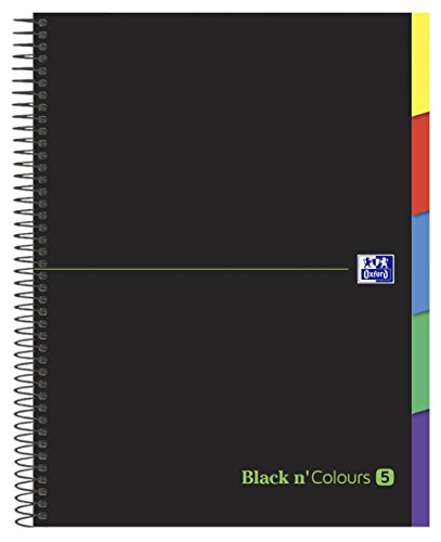 Oxford 942736 Cuaderno microperforado Black N'Colours A4, Tapa Extradura, 5x5