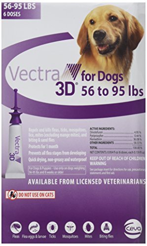 Púrpura 3D Vectra para Perros 56-95 lbs - 6 dosis