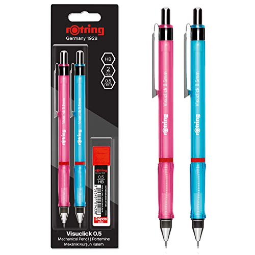 rOtring Visuclick portaminas | 0,5 mm | 2 unidades | con 24 mina HB