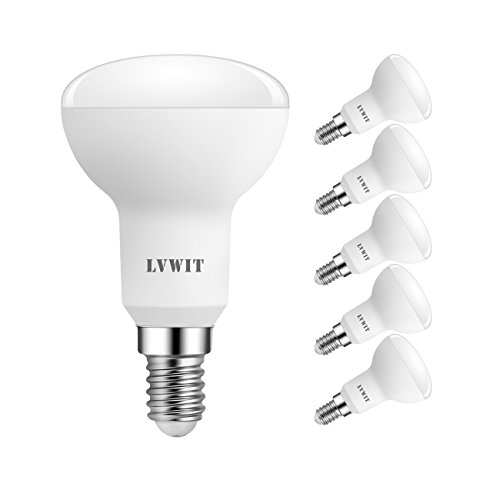 LVWIT Bombillas Reflectora LED E14 (Casquillo Fino) - 5W equivalente a 40W, 470 lúmenes, Color blanco frío 6500K, No regulable - Pack de 6 Unidades