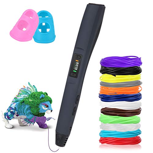 Pluma de impresión 3D, Uzone 3D Pluma con 12 Colores Filamento, Pantalla LCD, Control de Impresión Temperatura y 8 Velocidades, Diseño de Seguridad, PLA & ABS, 3D Pen Juguetes/Regalos para Niños