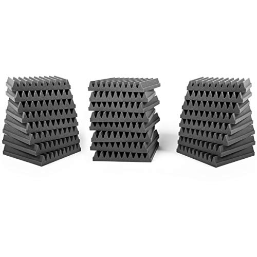 AcousPanel Pack de 24 paneles acústicos compuestos por espuma acústica de grado profesional. Dimensiones 30x30cm (4 cm de espesor), color gris antracita. Autoextinguible.