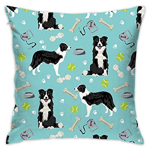 Border Collie Toys Pelotas de tenis Cojines azul claro Funda para sofá Funda de almohada decorativa para el hogar Ideas de regalos Fundas de almohada con cremallera 18 X 18 pulgadas 45 X 45 cm