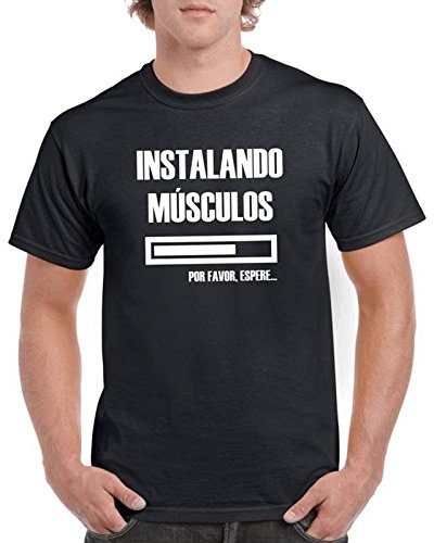 Camisetas divertidas Child instalando musculos - para Hombre Camisetas Talla Medium Color Negro