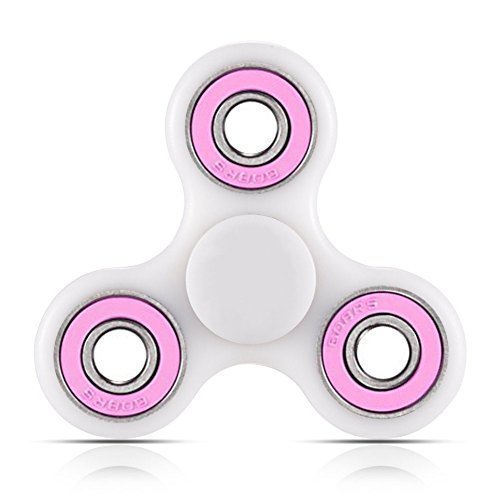 Christmas Concepts Spinner Fidget Fidget de 3 Caras Exclusivo Reductor de estrés, Alivio del estrés, Autismo, TDAH (Blanco con Anillos Rosados)