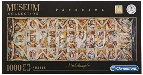 Clementoni- Puzzle 1000 Piezas Museos Panoramico: La Capilla Sixtina, Multicolor (39498.2)