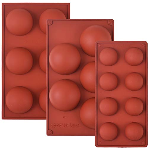 Cozihom Juego de moldes de Silicona semiesfera para Bola de Chocolate, Pastel, gelatina, pudín, jabón casero, Paquete de 3