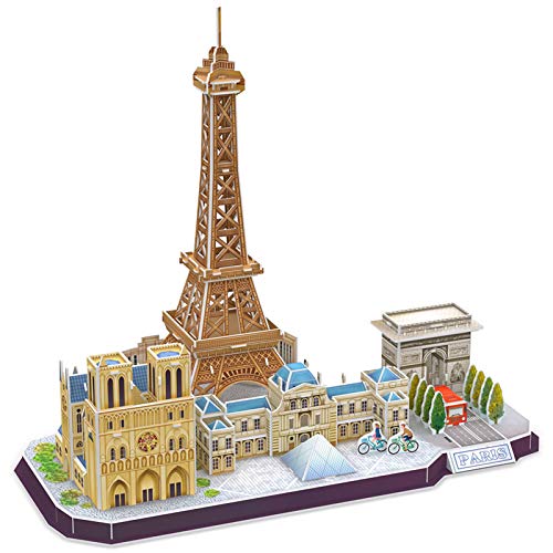 CubicFun Puzzle 3D Paris Torre Eiffel CityLine Rompecabezas 3D Edificio Arquitectura Modelo de Construcción para Divertirse, 114 Piezas