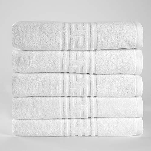 D&D Quality - 5 Toallas de baño Hotel 100% algodón Egipcio, Color Blanco (Set 5 Toallas Baño 70x140 cm)
