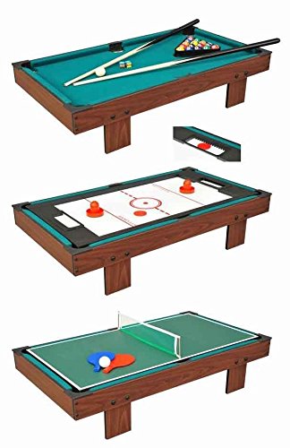 Devesspor - Multijuego sobremesa 3 en 1: billar, air hockey y ping pong - Colocar encima de la mesa de tu salón o zona de juegos - Multijuegos niños y adultos - Jugar con familia y amigos