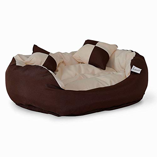 Dibea DB001, Cama para Perros (en Tejido Oxford) (65x50x20 cm, Dimensiones Exteriores, marrón/Beige)