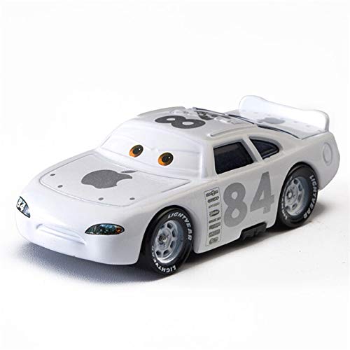 Diney Coche del Coche de Pixar 3 Llama DJ Rayo Mcqueen Mater Jackon Torm Cruz 01:55 Diecat Metal de aleación Modelo de Coche de Juguete Kid Boy (Color : White Apple)