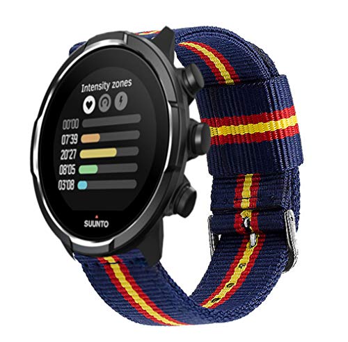 Estuyoya - Pulsera de Nailon Compatible con Suunto 9/Traverse/Diesel Smartwatch DZT2009/Fossil Q Machine Hybrid/Michael Kors Grayson Colores Bandera de España Transpirable Elegante 24mm - OTAN