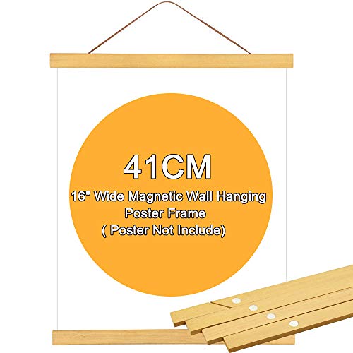 FAVENGO 4 Pcs 41 cm Barras Colgar Poster Marco Magnetico Poster Colgador Poster Madera Madera Natural Marcos Marco Magnetico Madera para Colgar Poster Carteles Foto Obra + Una Cuerda de Gamuza