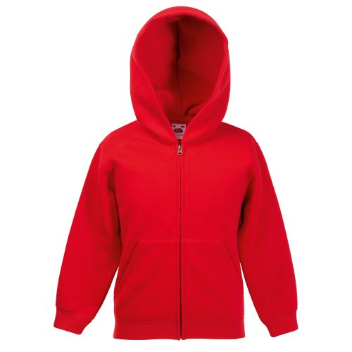 Fruit of the Loom - Sudadera con Cremallera y Capucha Modelo 70/30 Premium Unisex niños niñas (5-6 años/Rojo)