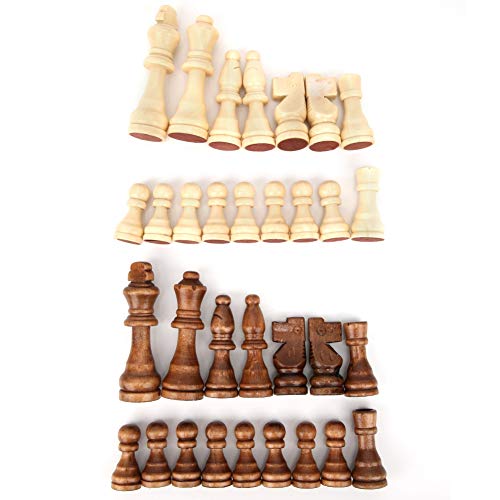 Garosa Piezas de ajedrez de Madera, 3.03 Pulgadas Rey Figuras 32 Piezas Pieza de Juego de ajedrez Internacional de Madera Juguete de interacción Padre-Hijo para Regalo de niños, sin Tablero
