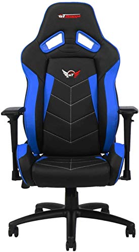 GT OMEGA Elite Racing Silla de Juego con Soporte Lumbar - Silla de Oficina Ergonómica con Reposabrazos Ajustable 4D y Respaldo Reclinable, Esport Seat de Cuero de PVC para Consola de Juegos - Azúl