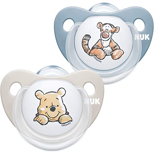 NUK Trendline - Chupete de silicona sin BPA, de 0 a 6 meses, 2 unidades, diseño de Winnie the Pooh de Disney, color azul