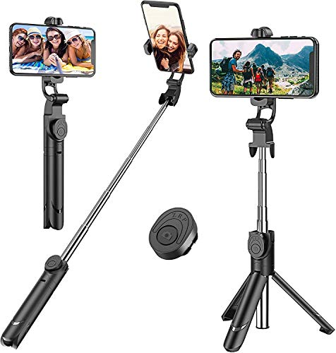 Selfie Stick Bluetooth, palo selfie extensible con mando a distancia  inalámbrico y trípode soporte de selfie para iPhone XS MAX/XR/XS/X/8/8  Plus/7