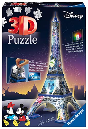 Ravensburger- Puzzle 3DTorre Eiffel Night Disney 216 Piezas (12520)