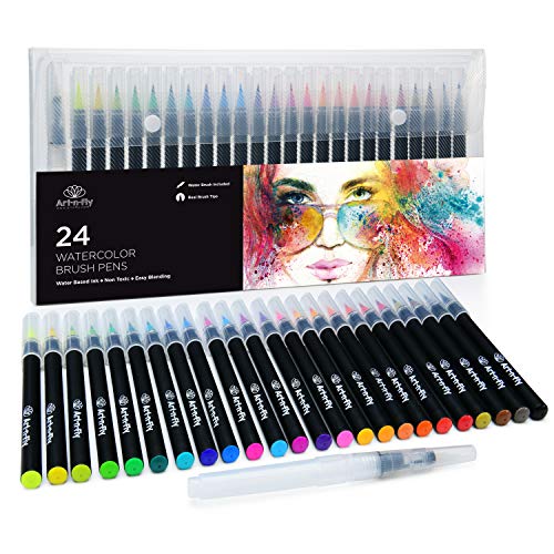 Rotuladores Punta Pincel Acuarelables – Set 24 Rotuladores de Colores para Caligrafía – Marcador para Manga e Ilustraciones